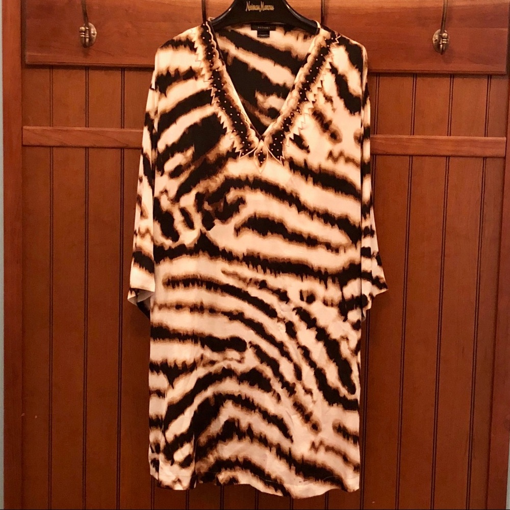 Natori Beaded Animal Print Tunic/Cover up